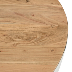 Τραπέζι σαλονιού Coffelty Inart λευκό μέταλλο-μασίφ ξύλο ακακίας Φ90x40εκ-372-000015