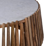 Τραπέζι σαλονιού Mable pakoworld mango ξύλο σε φυσική απόχρωση με επιφάνεια μαρμάρου Φ120x45εκ-372-000017