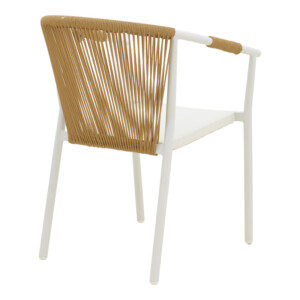 Πολυθρόνα στοιβαζόμενη Convince pakoworld αλουμίνιο λευκό σκελετό-textilene-pe rattan σε φυσική απόχρωση 56x63x82εκ-373-000001