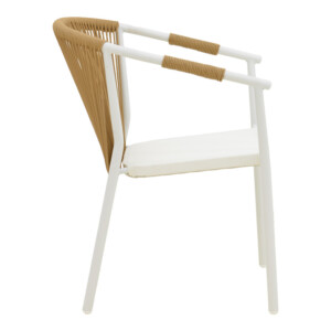 Πολυθρόνα στοιβαζόμενη Convince pakoworld αλουμίνιο λευκό σκελετό-textilene-pe rattan σε φυσική απόχρωση 56x63x82εκ-373-000001