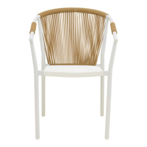 Πολυθρόνα στοιβαζόμενη Convince pakoworld αλουμίνιο λευκό σκελετό-textilene-pe rattan σε φυσική απόχρωση 56x63x82εκ-373-000001