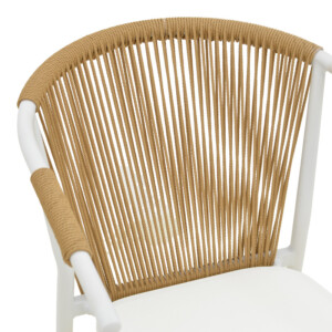 Πολυθρόνα στοιβαζόμενη Convince pakoworld αλουμίνιο λευκό σκελετό-textilene-pe rattan σε φυσική απόχρωση 56x63x82εκ-373-000001