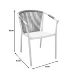 Πολυθρόνα στοιβαζόμενη Convince pakoworld γκρι αλουμίνιο-pe rattan ανθρακί-textilene σε γκρι απόχρωση 56x63x82εκ-373-000002