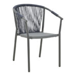 Πολυθρόνα στοιβαζόμενη Convince pakoworld γκρι αλουμίνιο-pe rattan ανθρακί-textilene σε γκρι απόχρωση 56x63x82εκ-373-000002