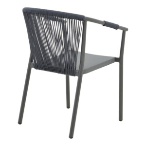 Πολυθρόνα στοιβαζόμενη Convince pakoworld γκρι αλουμίνιο-pe rattan ανθρακί-textilene σε γκρι απόχρωση 56x63x82εκ-373-000002