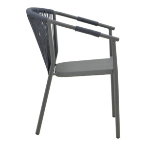 Πολυθρόνα στοιβαζόμενη Convince pakoworld γκρι αλουμίνιο-pe rattan ανθρακί-textilene σε γκρι απόχρωση 56x63x82εκ-373-000002