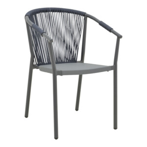 Πολυθρόνα στοιβαζόμενη Convince pakoworld γκρι αλουμίνιο-pe rattan ανθρακί-textilene σε γκρι απόχρωση 56x63x82εκ-373-000002