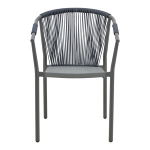 Πολυθρόνα στοιβαζόμενη Convince pakoworld γκρι αλουμίνιο-pe rattan ανθρακί-textilene σε γκρι απόχρωση 56x63x82εκ-373-000002