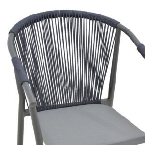 Πολυθρόνα στοιβαζόμενη Convince pakoworld γκρι αλουμίνιο-pe rattan ανθρακί-textilene σε γκρι απόχρωση 56x63x82εκ-373-000002