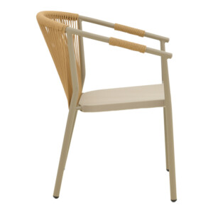 Πολυθρόνα στοιβαζόμενη Convince pakoworld αλουμίνιο με καφέ σκελετό-textilene-pe rattan 56x63x82εκ-373-000003