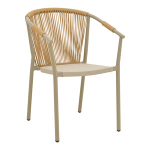 Πολυθρόνα στοιβαζόμενη Convince pakoworld αλουμίνιο με καφέ σκελετό-textilene-pe rattan 56x63x82εκ-373-000003