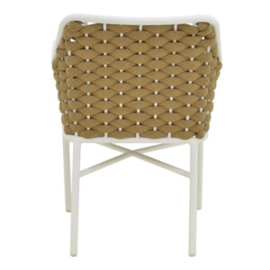 Πολυθρόνα Ortegia pakoworld  αλουμίνιο με λευκό σκελετό- χακί σχοινί 57x62x82εκ-373-000005