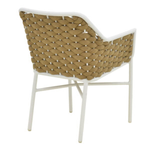 Πολυθρόνα Ortegia pakoworld  αλουμίνιο με λευκό σκελετό- χακί σχοινί 57x62x82εκ-373-000005
