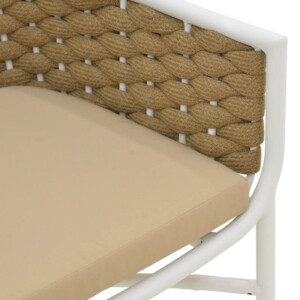 Πολυθρόνα Ortegia pakoworld  αλουμίνιο με λευκό σκελετό- χακί σχοινί 57x62x82εκ-373-000005