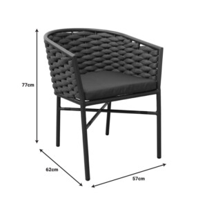 Πολυθρόνα Noevo pakoworld αλουμίνιο με λευκό σκελετό-φυσικό σχοινί 57x62x77εκ-373-000007