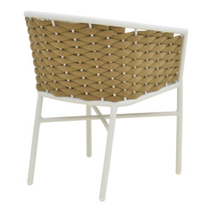 Πολυθρόνα Noevo pakoworld αλουμίνιο με λευκό σκελετό-φυσικό σχοινί 57x62x77εκ-373-000007