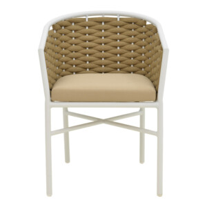 Πολυθρόνα Noevo pakoworld αλουμίνιο με λευκό σκελετό-φυσικό σχοινί 57x62x77εκ-373-000007