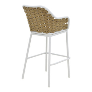 Σκαμπό μπαρ Zuki pakoworld αλουμίνιο με λευκό σκελετό-φυσικό σχοινί 55x54x109εκ-373-000009