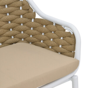 Σκαμπό μπαρ Zuki pakoworld αλουμίνιο με λευκό σκελετό-φυσικό σχοινί 55x54x109εκ-373-000009