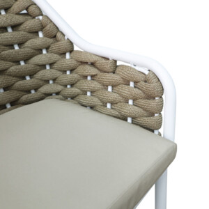 Σκαμπό μπαρ Zuki pakoworld αλουμίνιο με λευκό σκελετό-φυσικό σχοινί 55x54x109εκ-373-000009