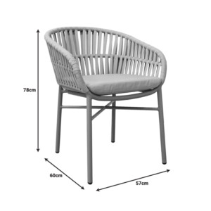 Πολυθρόνα Frama pakoworld αλουμίνιο-pe σχοινί σε καφε απόχρωση και μαξιλάρι 57x60x78εκ-373-000010