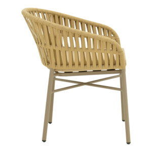 Πολυθρόνα Frama pakoworld αλουμίνιο-pe σχοινί σε καφε απόχρωση και μαξιλάρι 57x60x78εκ-373-000010