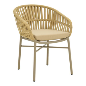 Πολυθρόνα Frama pakoworld αλουμίνιο-pe σχοινί σε καφε απόχρωση και μαξιλάρι 57x60x78εκ-373-000010