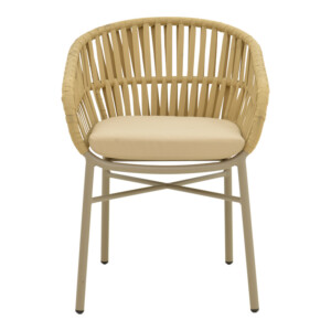 Πολυθρόνα Frama pakoworld αλουμίνιο-pe σχοινί σε καφε απόχρωση και μαξιλάρι 57x60x78εκ-373-000010