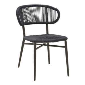 Καρέκλα στοιβαζόμενη Agus pakoworld αλουμίνιο-pe rattan σε μαύρη απόχρωση 55x63x77εκ-373-000011