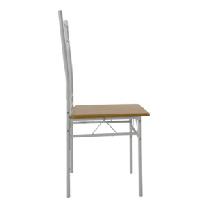 Τραπεζαρία Reforia pakoworld σετ 5τμχ mdf σε φυσική απόχρωση με λευκά μεταλλικά πόδια 110x60x74εκ-374-000001