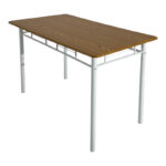 Τραπεζαρία Reforia pakoworld σετ 5τμχ mdf σε φυσική απόχρωση με λευκά μεταλλικά πόδια 110x60x74εκ-374-000001