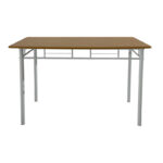 Τραπεζαρία Reforia pakoworld σετ 5τμχ mdf σε φυσική απόχρωση με λευκά μεταλλικά πόδια 110x60x74εκ-374-000001