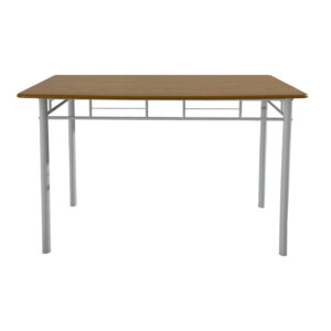 Τραπεζαρία Reforia pakoworld σετ 5τμχ mdf σε φυσική απόχρωση με λευκά μεταλλικά πόδια 110x60x74εκ-374-000001