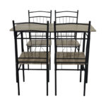 Τραπεζαρία Reforia pakoworld σετ 5τμχ mdf σε γκρι απόχρωση με μαύρα μεταλλικά πόδια 110x60x74εκ-374-000002