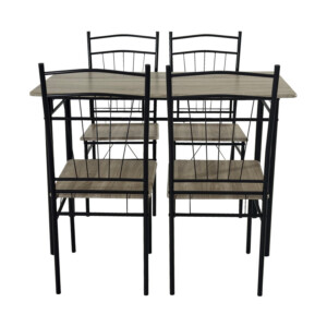 Τραπεζαρία Reforia pakoworld σετ 5τμχ mdf σε γκρι απόχρωση με μαύρα μεταλλικά πόδια 110x60x74εκ-374-000002