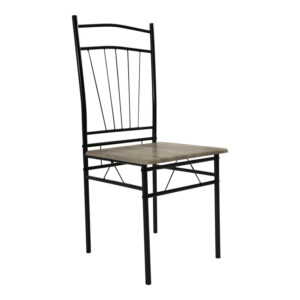 Τραπεζαρία Reforia pakoworld σετ 5τμχ mdf σε γκρι απόχρωση με μαύρα μεταλλικά πόδια 110x60x74εκ-374-000002