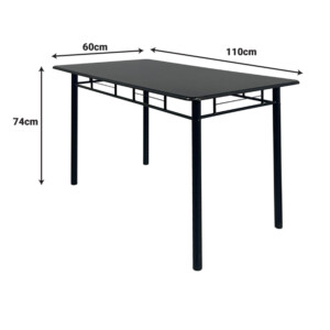 Τραπεζαρία Reforia pakoworld σετ 5τμχ mdf σε μαύρη απόχρωση με μαύρα μεταλλικά πόδια 110x60x74εκ - Image 13