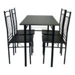 Τραπεζαρία Reforia pakoworld σετ 5τμχ mdf σε μαύρη απόχρωση με μαύρα μεταλλικά πόδια 110x60x74εκ-374-000003