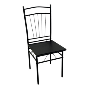 Τραπεζαρία Reforia pakoworld σετ 5τμχ mdf σε μαύρη απόχρωση με μαύρα μεταλλικά πόδια 110x60x74εκ-374-000003