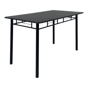 Τραπεζαρία Reforia pakoworld σετ 5τμχ mdf σε μαύρη απόχρωση με μαύρα μεταλλικά πόδια 110x60x74εκ-374-000003