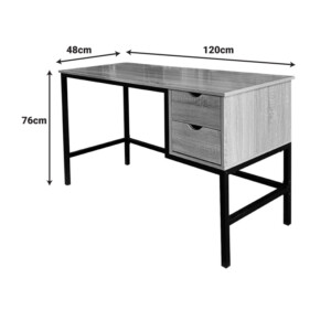 Γραφείο εργασίας Ramen pakoworld σε sonoma απόχρωση με μαύρα μεταλλικά πόδια 120x48x76εκ-374-000004