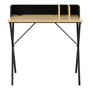 Γραφείο εργασίας Zervan pakoworld σε oak απόχρωση με πόδι μαύρο μέταλλο 80x50x84εκ-375-000001