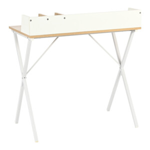 Γραφείο εργασίας Zervan pakoworld σε oak απόχρωση με πόδι λευκό μέταλλο 80x50x84εκ-375-000002