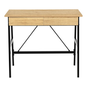 Γραφείο εργασίας Lione pakoworld με συρτάρια σε oak απόχρωση με πόδι μαύρο μέταλλο 90x50x75εκ-375-000007