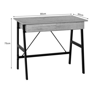 Γραφείο εργασίας Lione pakoworld με συρτάρια σε oak απόχρωση με πόδι μαύρο μέταλλο 90x50x75εκ-375-000007