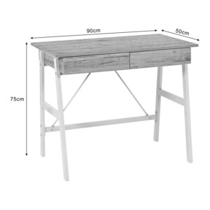 Γραφείο εργασίας Lione pakoworld με συρτάρια σε oak απόχρωση με πόδι λευκό μέταλλο 90x50x75εκ-375-000008