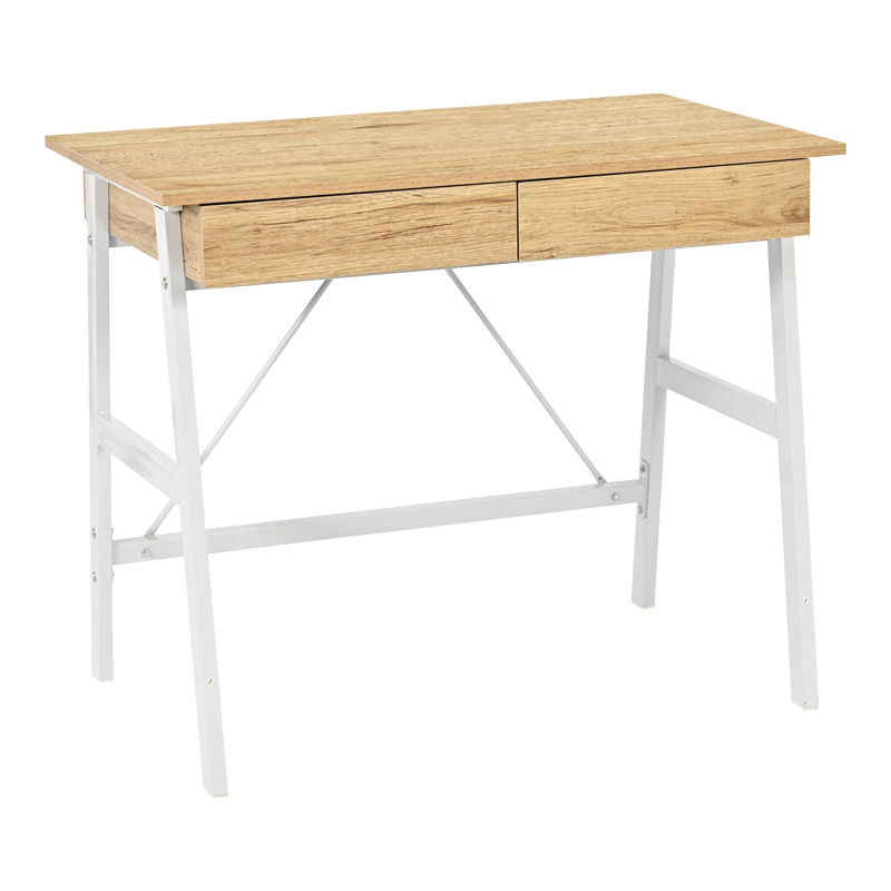 Γραφείο εργασίας Lione pakoworld με συρτάρια σε oak απόχρωση με πόδι λευκό μέταλλο 90x50x75εκ-375-000008 Γραφείο εργασίας Lione pakoworld με συρτάρια σε oak απόχρωση με πόδι λευκό μέταλλο 90x50x75εκ-375-000008