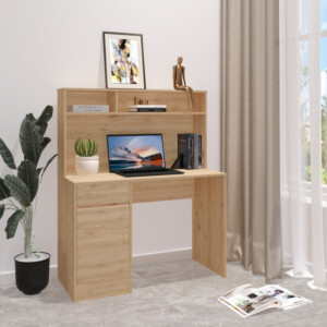 Γραφείο εργασίας Secreta pakoworld με ράφι σε oak απόχρωση 110x50x135εκ-375-000010