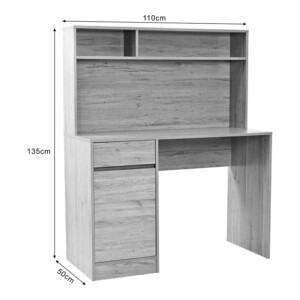 Γραφείο εργασίας Secreta pakoworld με ράφι σε oak απόχρωση 110x50x135εκ-375-000010