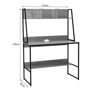 Γραφείο εργασίας Herbey pakoworld με ράφια σε oak απόχρωση με πόδι μαύρο μέταλλο 100x48x139εκ-375-000011